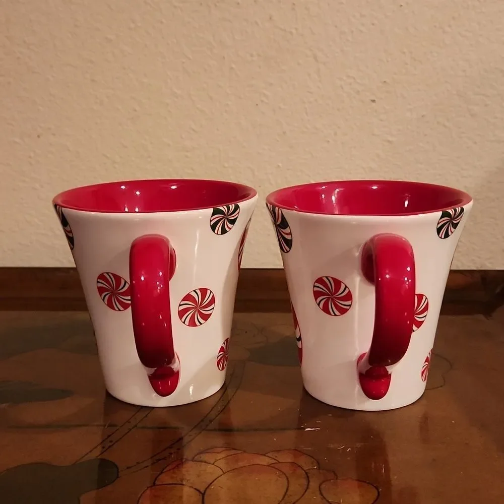 Pier 1 Imports Candy Cane Cup Mug 10oz. Set of 2